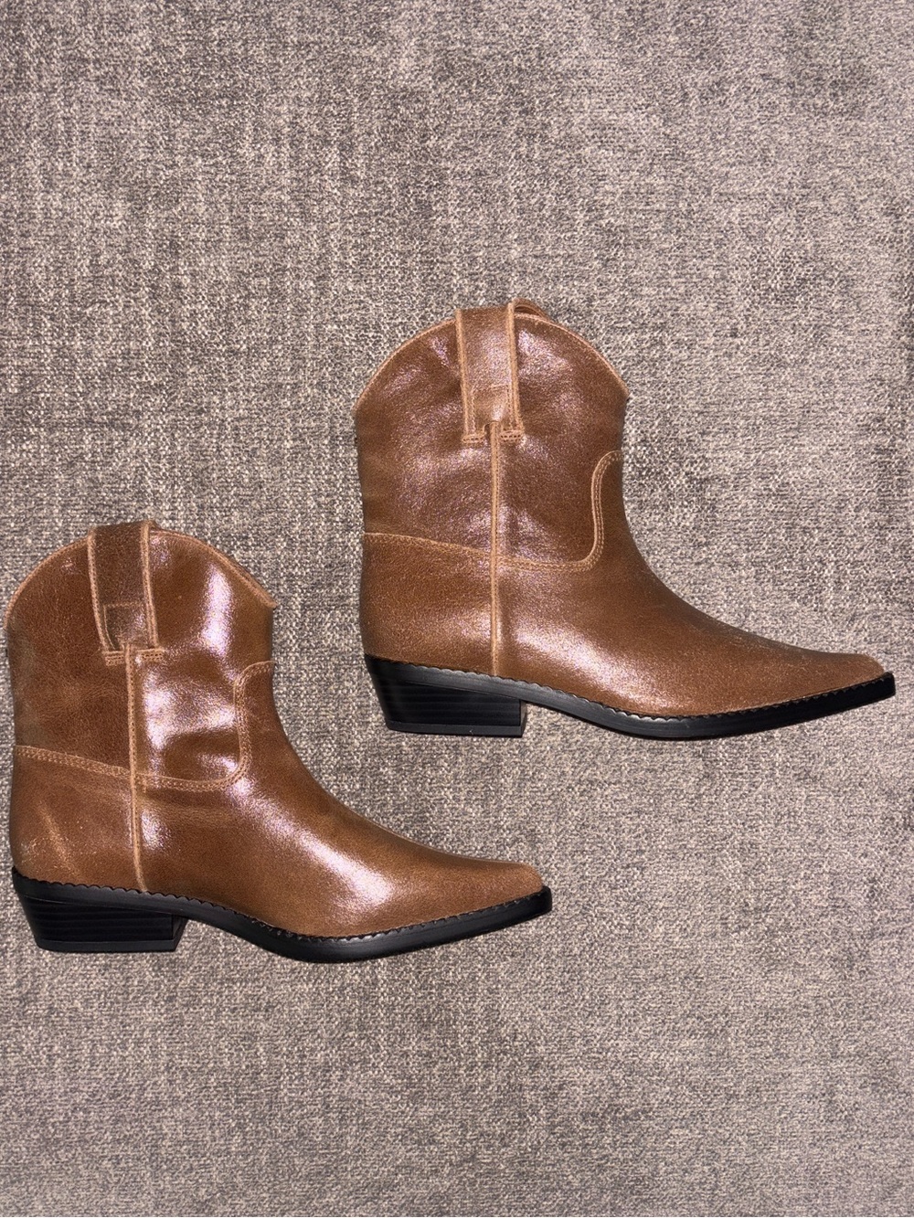 Michael Kors Tan Leather Western Ankle Boots - Women